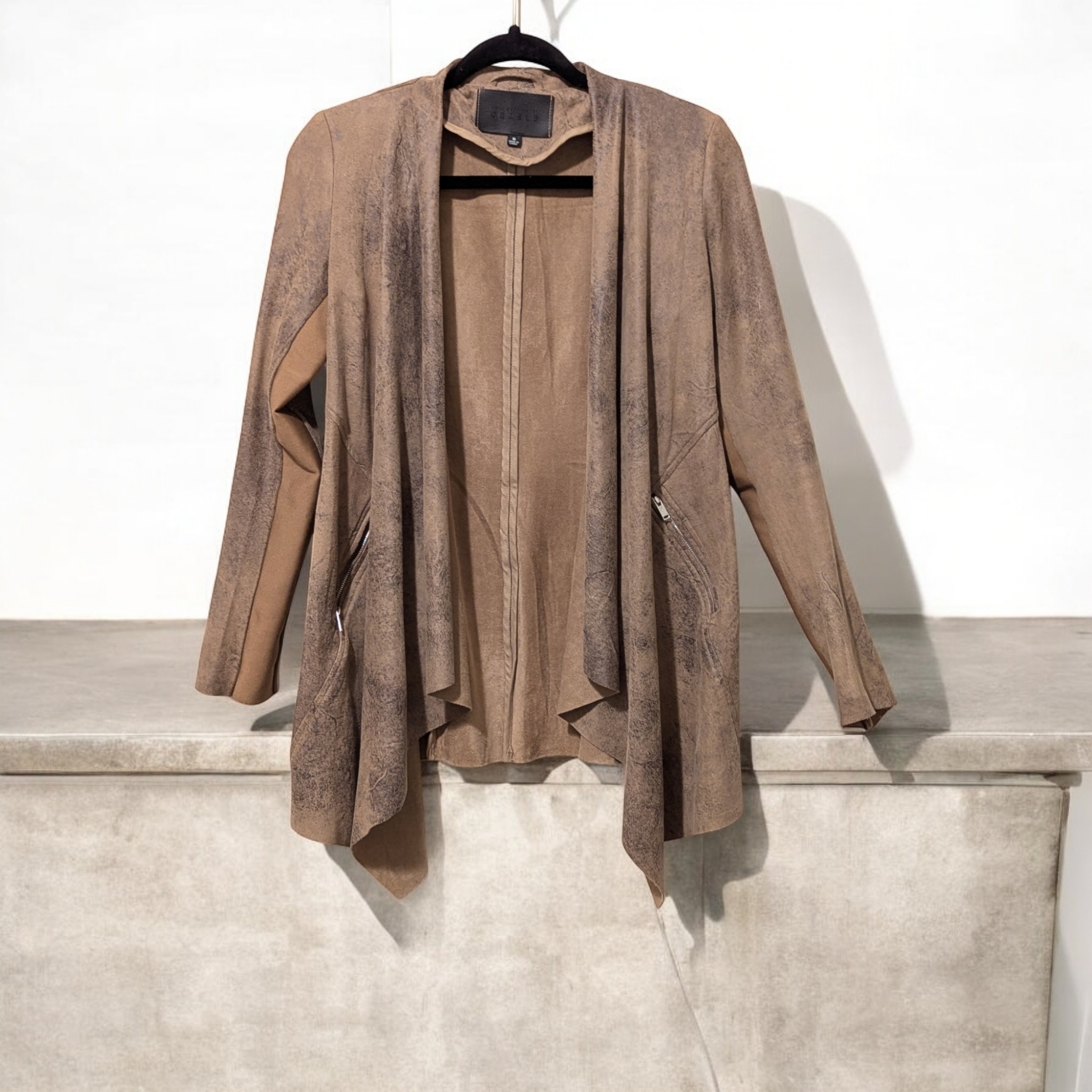 Brown Blazer With Asymmetrical Design And Relaxed Fit